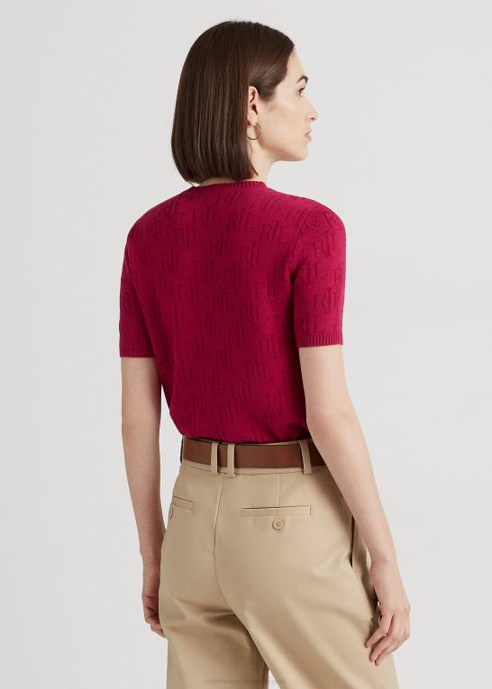 fuchsia bær Kvinder Ralph Lauren monogram jacquard kortærmet sweater Z426B4290