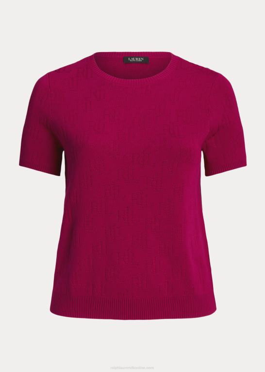 fuchsia bær Kvinder Ralph Lauren monogram jacquard kortærmet sweater Z426B4504