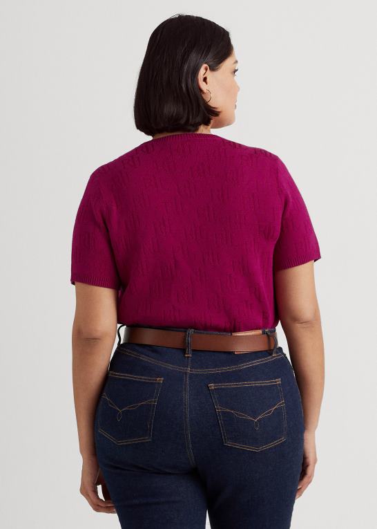 fuchsia bær Kvinder Ralph Lauren monogram jacquard kortærmet sweater Z426B4504