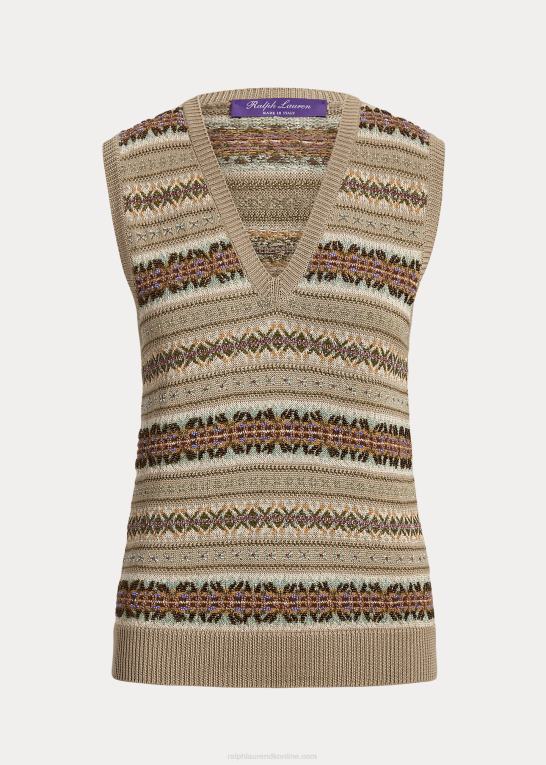 honning multi Kvinder Ralph Lauren udsmykket fair isle sweatervest Z426B3535