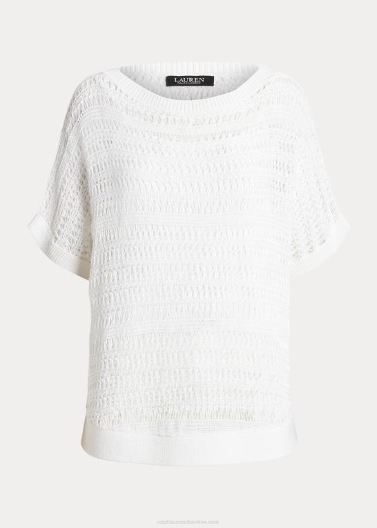 hvid Kvinder Ralph Lauren bomulds mesh kortærmet sweater Z426B3848