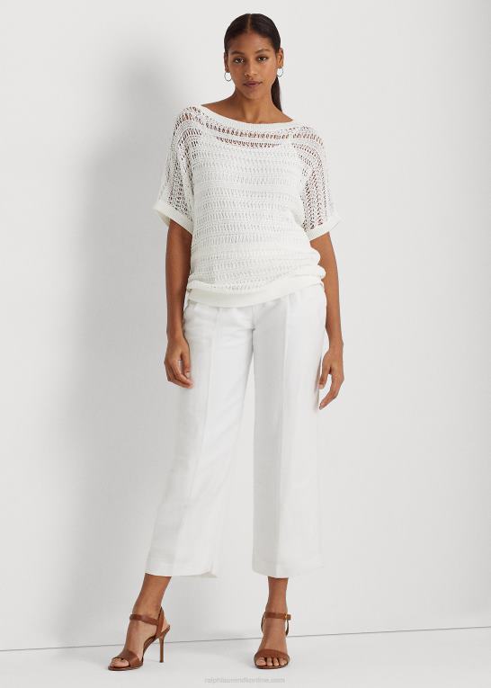 hvid Kvinder Ralph Lauren bomulds mesh kortærmet sweater Z426B4333