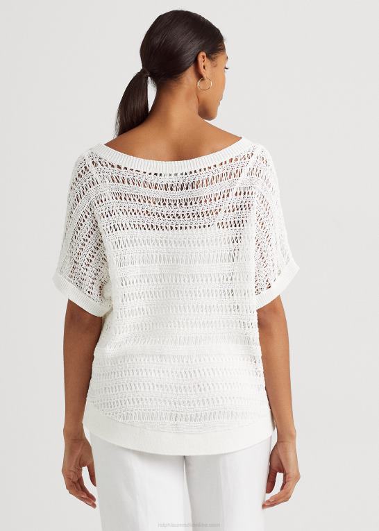 hvid Kvinder Ralph Lauren bomulds mesh kortærmet sweater Z426B4333