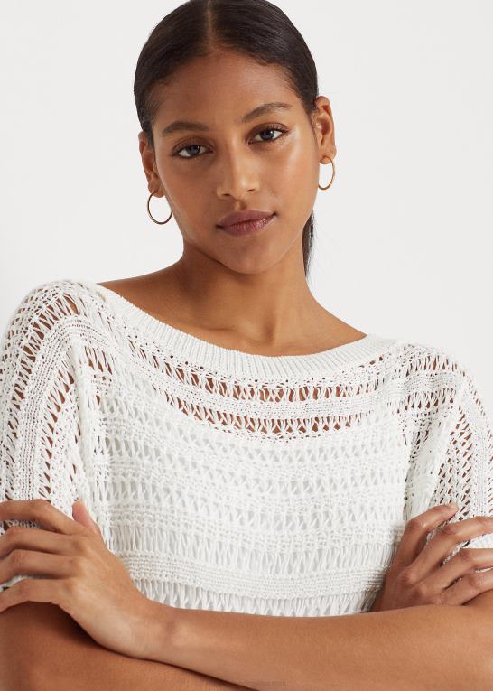 hvid Kvinder Ralph Lauren bomulds mesh kortærmet sweater Z426B4333