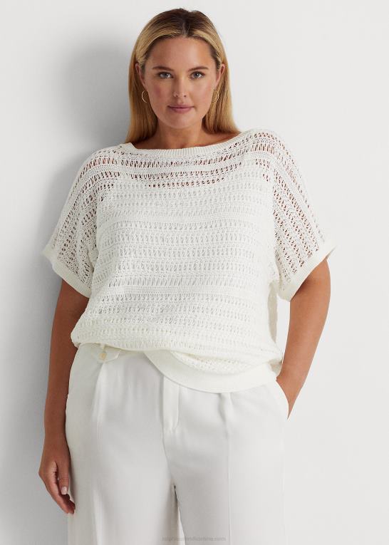 hvid Kvinder Ralph Lauren bomulds mesh kortærmet sweater Z426B4539
