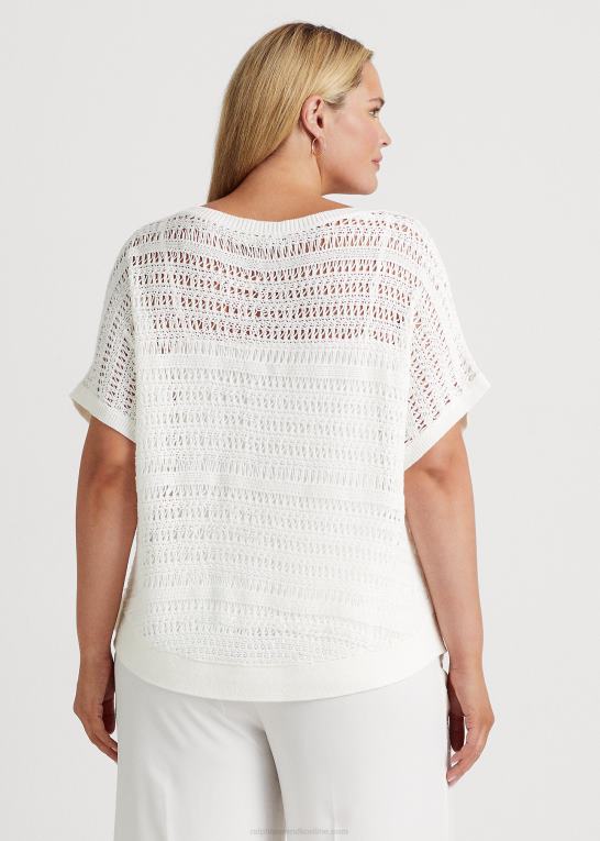 hvid Kvinder Ralph Lauren bomulds mesh kortærmet sweater Z426B4539