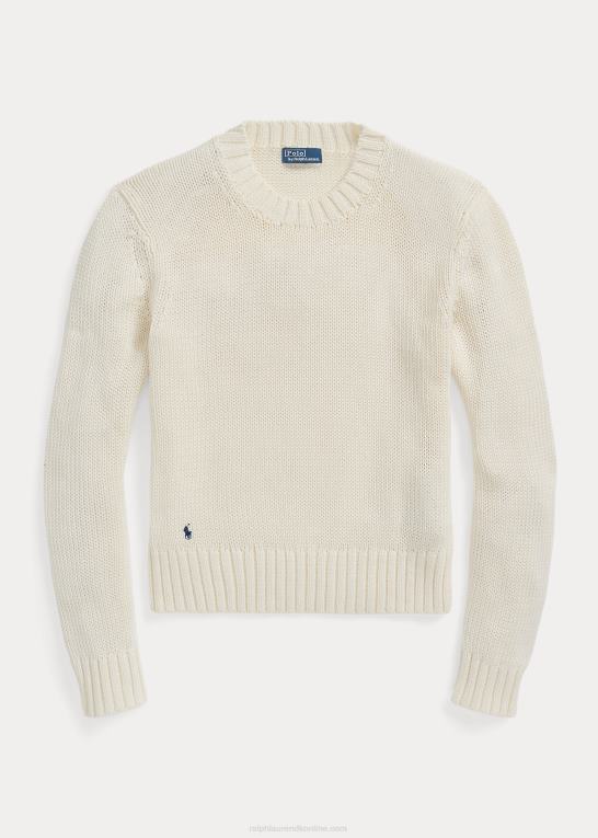 hvid Kvinder Ralph Lauren bomuldstrøje med rund hals Z426B3199
