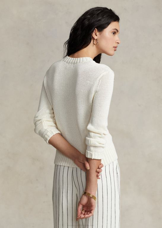 hvid Kvinder Ralph Lauren bomuldstrøje med rund hals Z426B3199