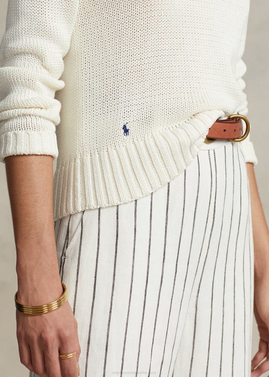hvid Kvinder Ralph Lauren bomuldstrøje med rund hals Z426B3199