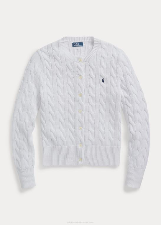 hvid Kvinder Ralph Lauren kabelstrikket cardigan i bomuld Z426B2902