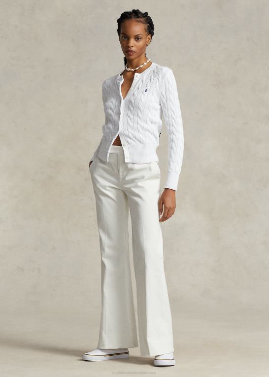 hvid Kvinder Ralph Lauren kabelstrikket cardigan i bomuld Z426B2902