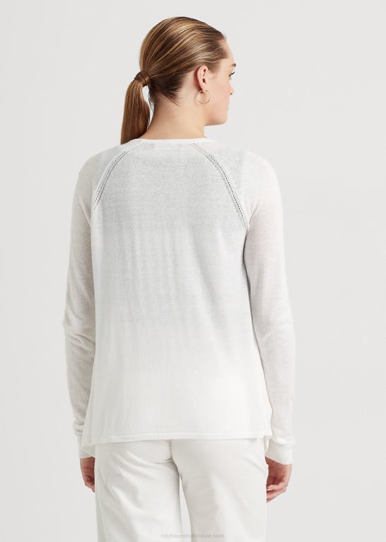 hvid Kvinder Ralph Lauren sweater i hørblanding Z426B4337