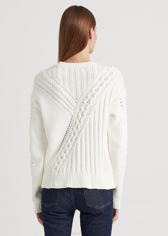 hvid Kvinder Ralph Lauren sweater med rund hals i bomuldsblanding Z426B9544