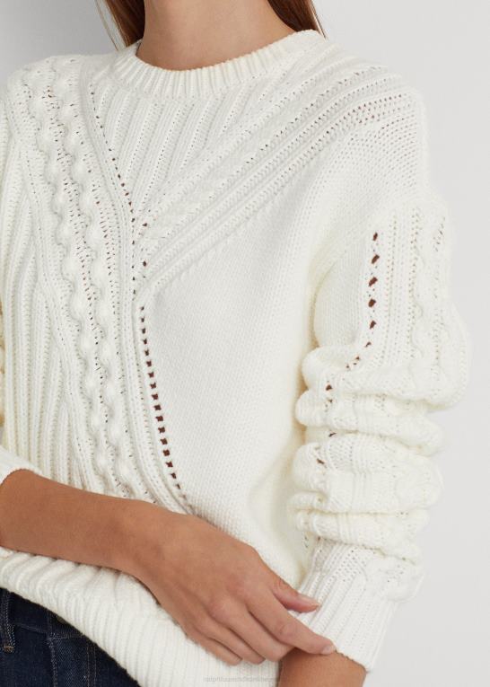 hvid Kvinder Ralph Lauren sweater med rund hals i bomuldsblanding Z426B9544