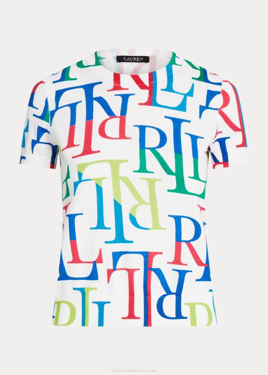 hvid multi Kvinder Ralph Lauren kortærmet trøje i bomuldsblanding med logo Z426B3875