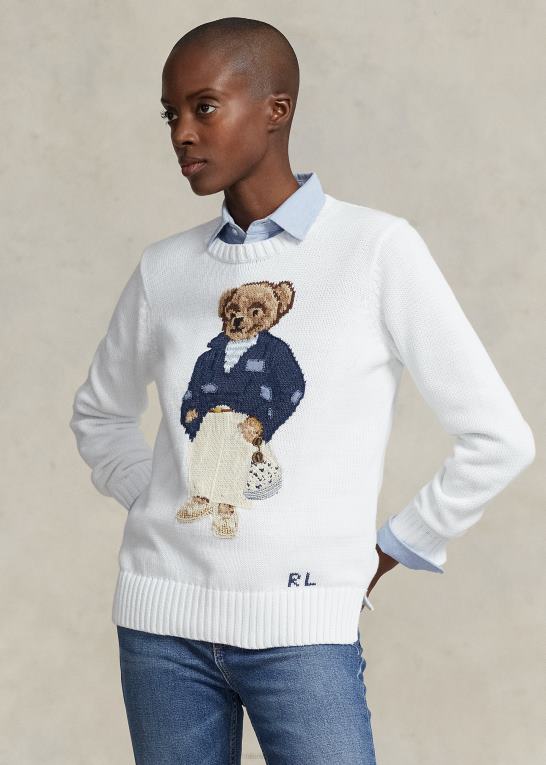 hvid multi Kvinder Ralph Lauren polobjørn sweater i bomuldsblanding Z426B3063