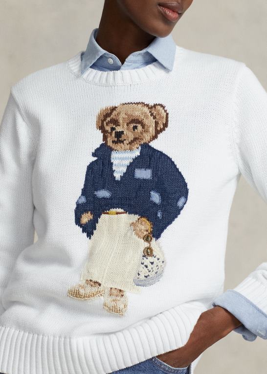 hvid multi Kvinder Ralph Lauren polobjørn sweater i bomuldsblanding Z426B3063