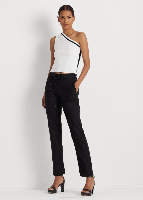 hvid sort Kvinder Ralph Lauren tofarvet en-skulder cropped sweater Z426B4357