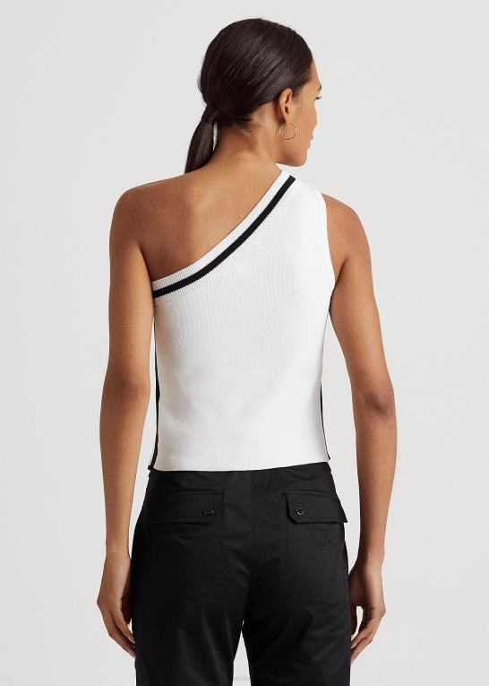 hvid sort Kvinder Ralph Lauren tofarvet en-skulder cropped sweater Z426B4357