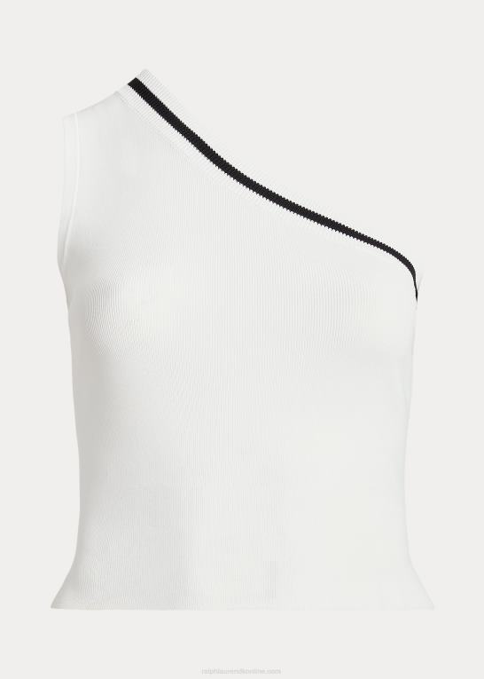 hvid sort Kvinder Ralph Lauren tofarvet en-skulder cropped sweater Z426B4544