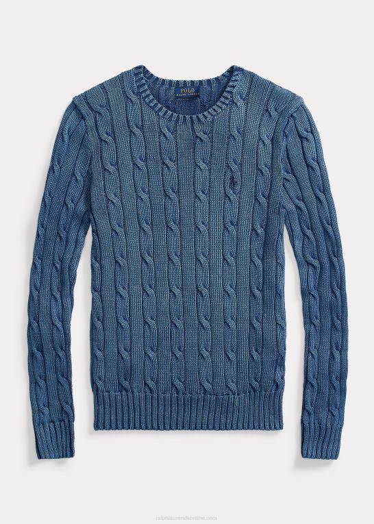 indigo Kvinder Ralph Lauren slim fit kabelstrikket sweater Z426B3357