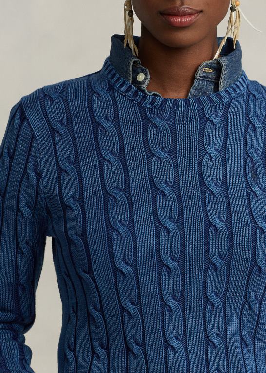 indigo Kvinder Ralph Lauren slim fit kabelstrikket sweater Z426B3357