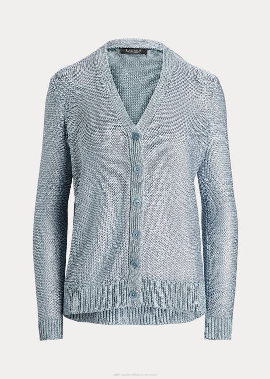 indigo ocean multi Kvinder Ralph Lauren cardigan med pailletter i hør Z426B9415