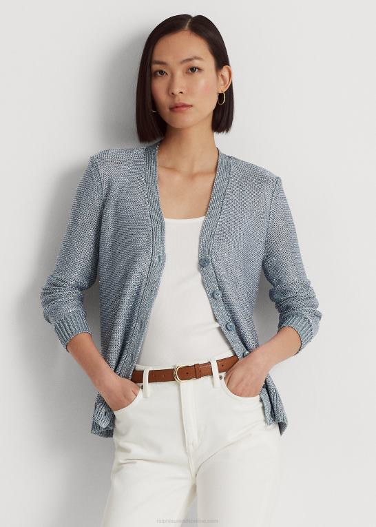 indigo ocean multi Kvinder Ralph Lauren cardigan med pailletter i hør Z426B9415