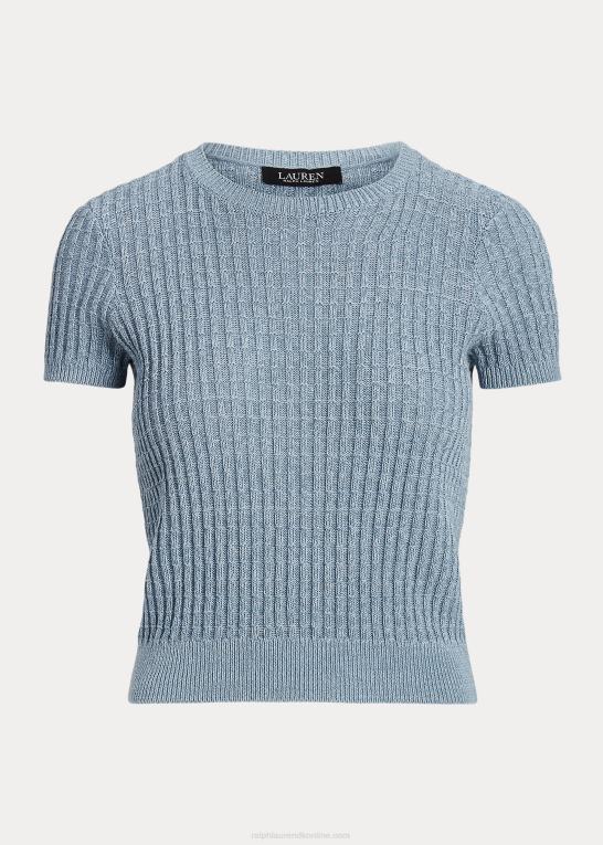indigo ocean multi Kvinder Ralph Lauren linned-bomuld kortærmet sweater Z426B3947