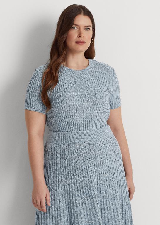 indigo ocean multi Kvinder Ralph Lauren linned-bomuld kortærmet sweater Z426B4591