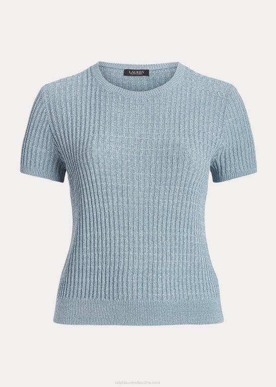 indigo ocean multi Kvinder Ralph Lauren linned-bomuld kortærmet sweater Z426B4591