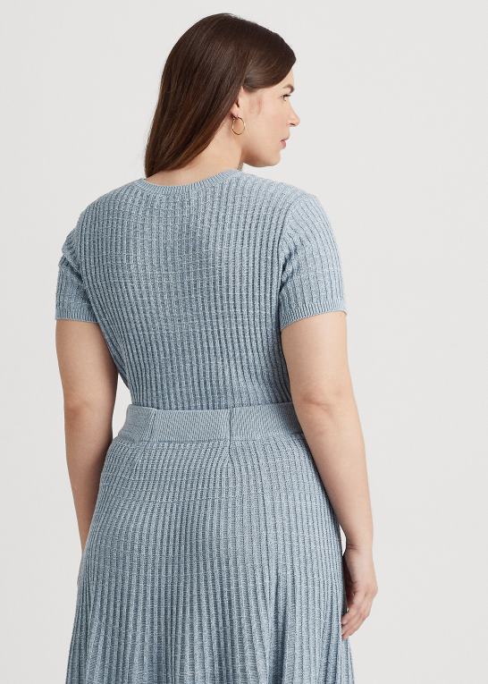 indigo ocean multi Kvinder Ralph Lauren linned-bomuld kortærmet sweater Z426B4591