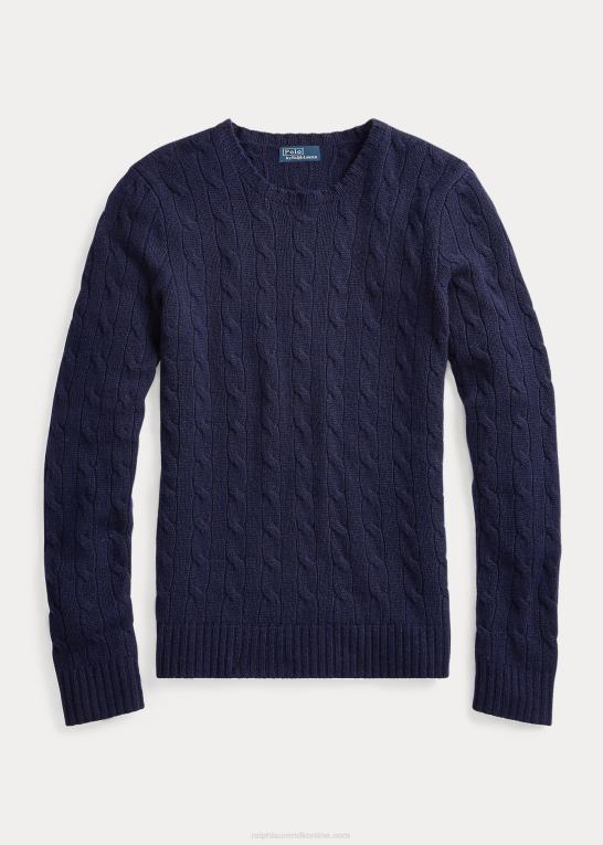 jægerflåde Kvinder Ralph Lauren kabelstrikket kashmirtrøje Z426B9118