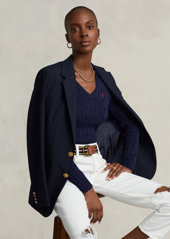 jægerflåde Kvinder Ralph Lauren kabelstrikket sweater med v-hals Z426B3336