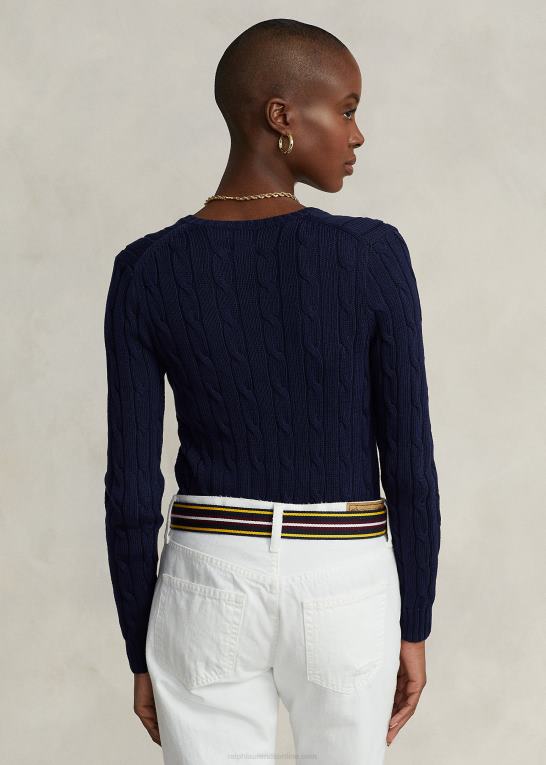 jægerflåde Kvinder Ralph Lauren kabelstrikket sweater med v-hals Z426B3336