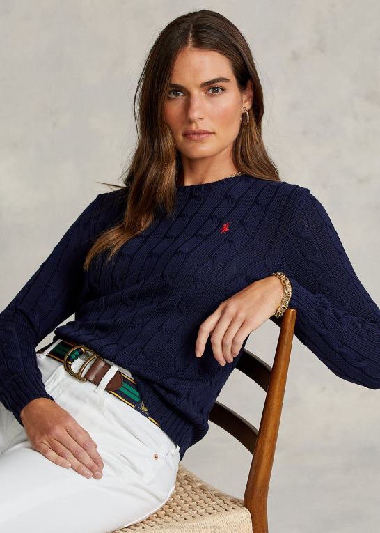jægerflåde Kvinder Ralph Lauren slim fit kabelstrikket sweater Z426B3358