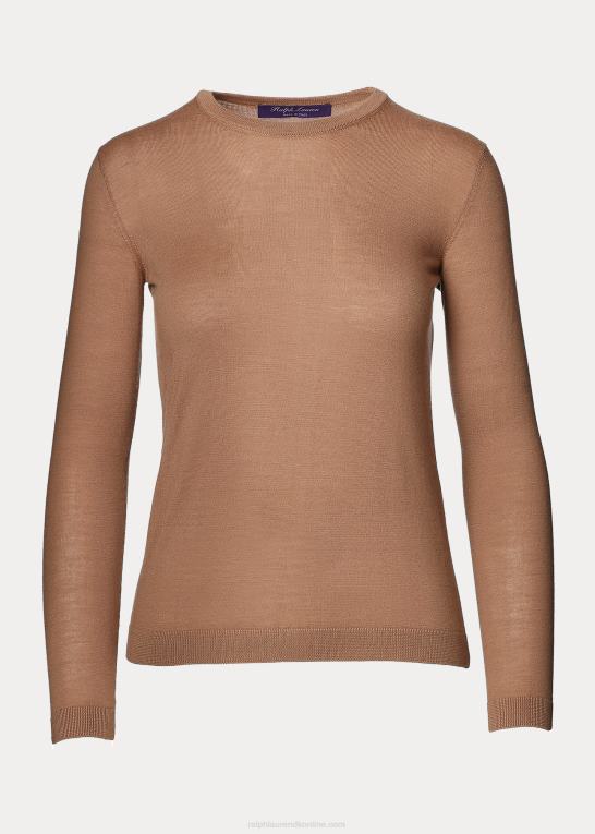 kamel Kvinder Ralph Lauren kashmir sweater med rund hals Z426B9350