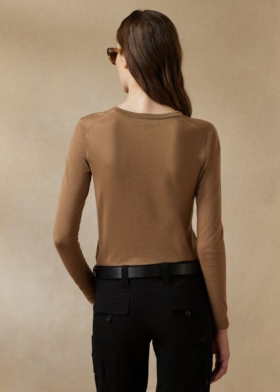 kamel Kvinder Ralph Lauren kashmir sweater med rund hals Z426B9350