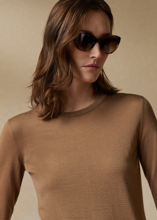 kamel Kvinder Ralph Lauren kashmir sweater med rund hals Z426B9350