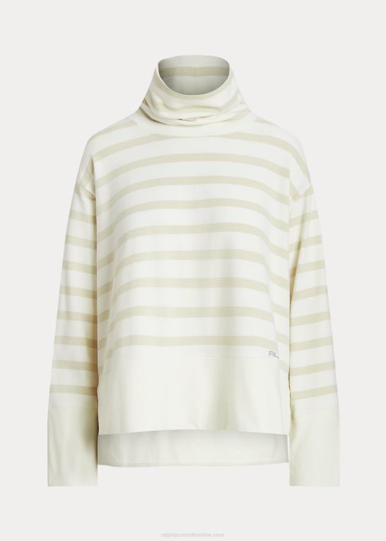 klubhus creme/stribe Kvinder Ralph Lauren stribet ydeevne fleecetrøje Z426B3569