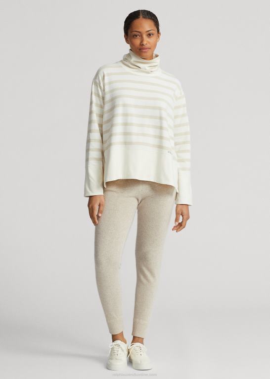 klubhus creme/stribe Kvinder Ralph Lauren stribet ydeevne fleecetrøje Z426B3569