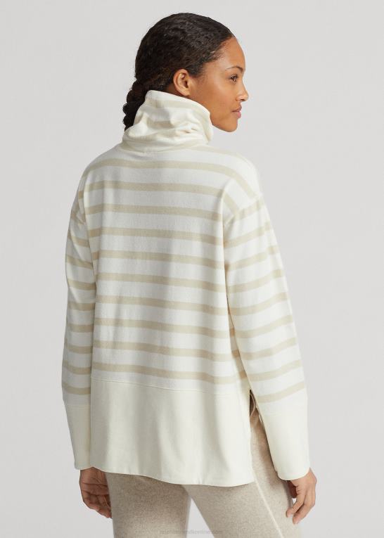 klubhus creme/stribe Kvinder Ralph Lauren stribet ydeevne fleecetrøje Z426B3569