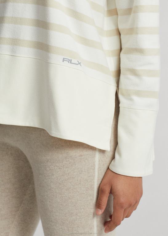 klubhus creme/stribe Kvinder Ralph Lauren stribet ydeevne fleecetrøje Z426B3569