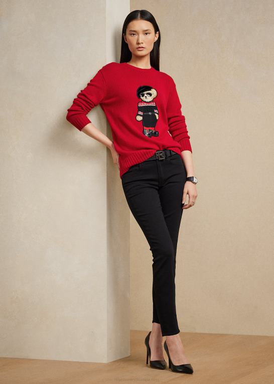 knaldrød Kvinder Ralph Lauren måne nytår polobjørn sweater Z426B9324