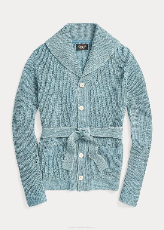 let indigo Kvinder Ralph Lauren bomulds-hør cardigan med bælte Z426B3641
