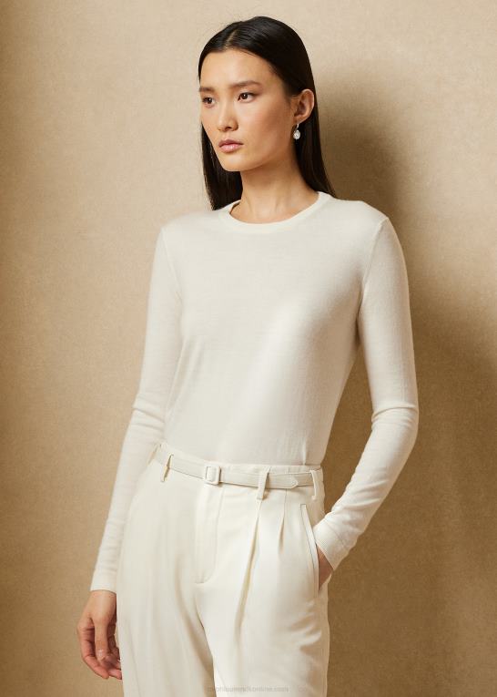 lux creme Kvinder Ralph Lauren kashmir sweater med rund hals Z426B3449