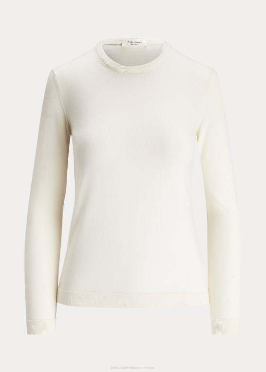 lux creme Kvinder Ralph Lauren kashmir sweater med rund hals Z426B3449