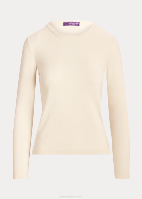 lux creme Kvinder Ralph Lauren kashmir sweater med rund hals Z426B9347