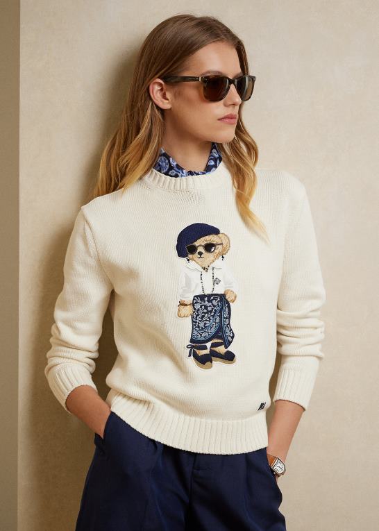 lux creme Kvinder Ralph Lauren sarong polo bear jersey sweater Z426B9319