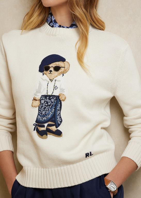 lux creme Kvinder Ralph Lauren sarong polo bear jersey sweater Z426B9319